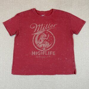 Miller High Life Graphic Tee Mens Medium Red Beer Logo Shirt